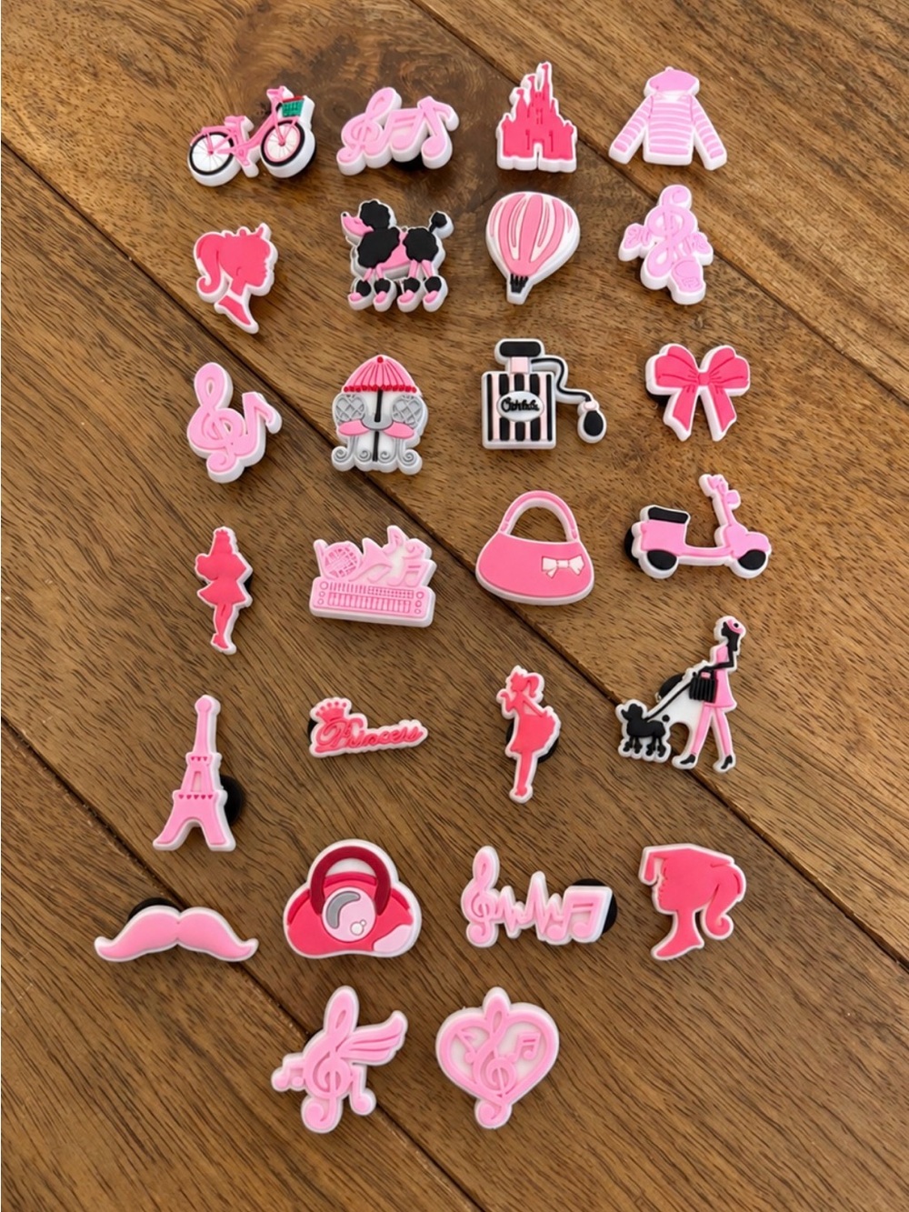 26-Piece Pink Princess, Fashion & Music Shoe Charm Set